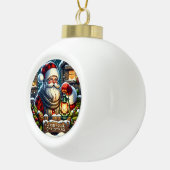 Boerderij Kerstavond" - Kerstman Keramische Bal Ornament (Rechts)