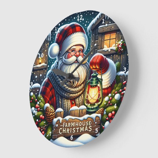 Boerderij Kerstavond" -  Santa Wall Grote Klok (Hoek)