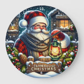Boerderij Kerstavond" -  Santa Wall Grote Klok (Voorkant)