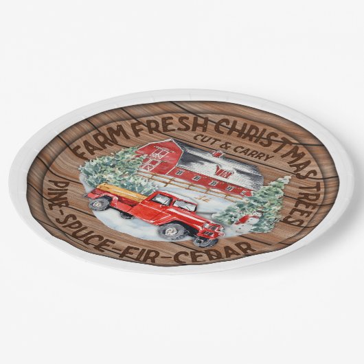 Boerderij kerstbomen Borden Papieren Bordje (Gekanteld)