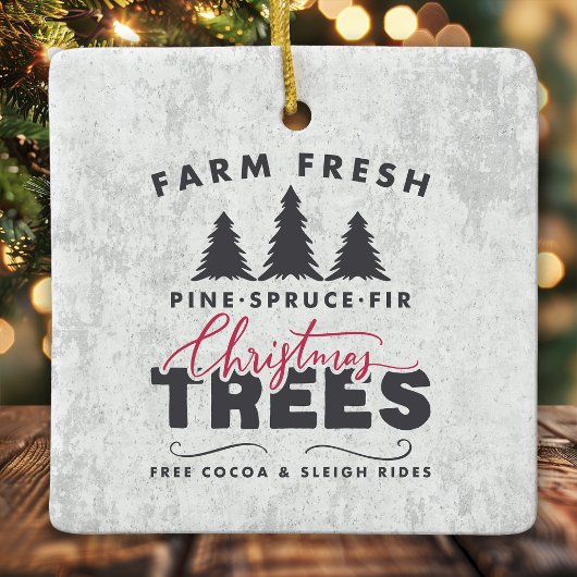 Boerderij kerstbomen kerstmis keramisch ornament