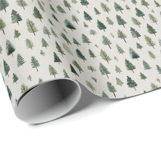 Boerderij Kerstbomen op Warme Crème Cadeaupapier (Rol Hoek)