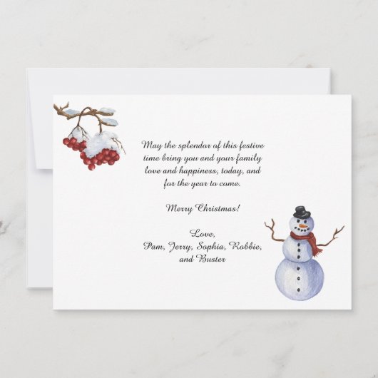 Boerderij Kerstbomen Sneeuwman Feestdagenkaart (Achterkant)