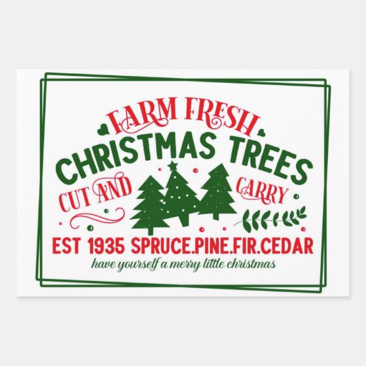 Boerderij kerstbomen, vers inpakpapier vel (Voorkant 3)