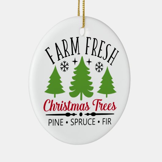Boerderij kerstbomen, vers keramisch ornament (Rechts)