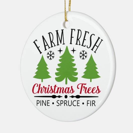 Boerderij kerstbomen, vers keramisch ornament (Links)