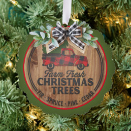 Boerderij kerstbomen, vers ornament kaart