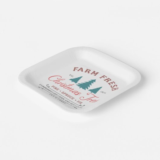 Boerderij kerstbomen, vers papieren bordje (Gebogen)