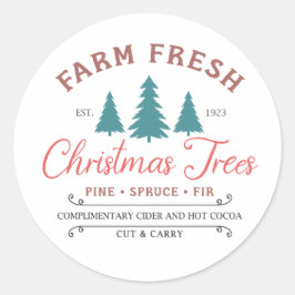 Boerderij kerstbomen, vers ronde sticker