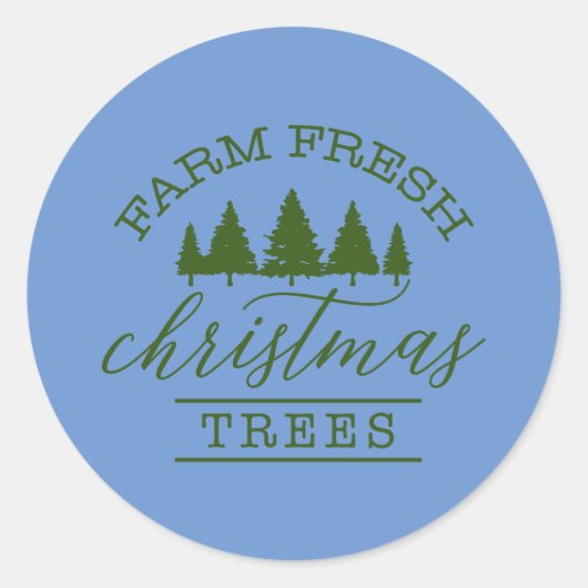 Boerderij kerstbomen, vers ronde sticker (Voorkant)