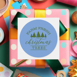Boerderij kerstbomen, vers ronde sticker