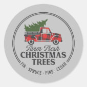 Boerderij kerstbomen, vers ronde sticker (Voorkant)