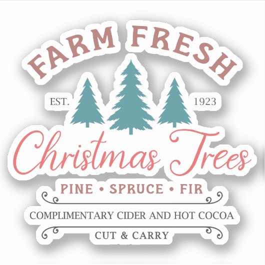 Boerderij kerstbomen, vers sticker (Voorkant)
