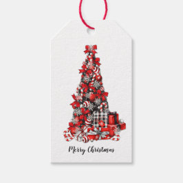  Boerderij Kerstboom Vrolijk Kerstfeest Cadeaulabel