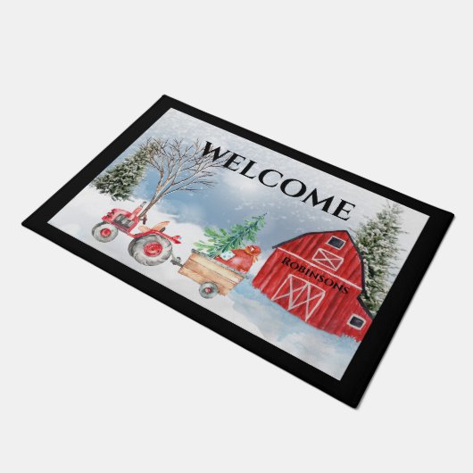 Boerderij kerstdeuren deurmat (Schuin)