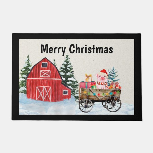 Boerderij kerstklep in de binnenplaats deurmat (Voorkant)