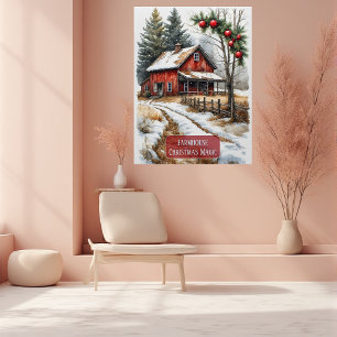 Boerderij Kerstmagie Vintage Rustiek Perfect Poster
