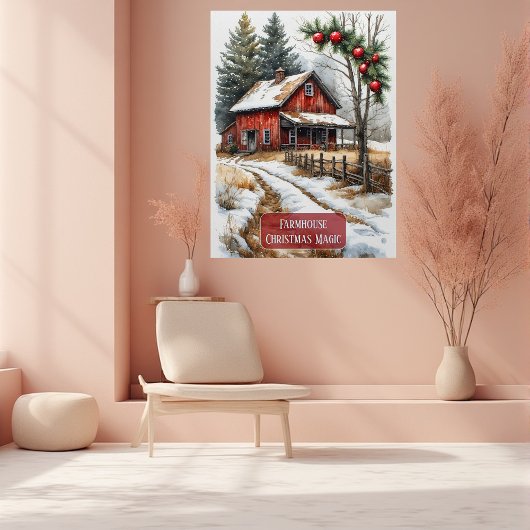 Boerderij Kerstmagie Vintage Rustiek Perfect Poster