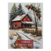 Boerderij Kerstmagie Vintage Rustiek Perfect Poster (Voorkant)