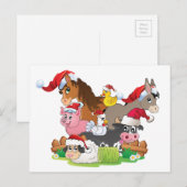 Boerderij Kerstmis Feestdagenkaart (Voorkant / Achterkant)