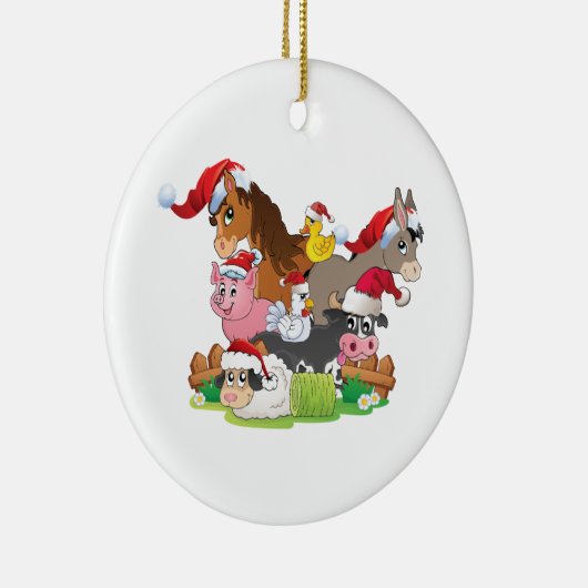 Boerderij Kerstmis Keramisch Ornament (Rechts)