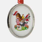 Boerderij Kerstmis Metalen Ornament (Rechts)