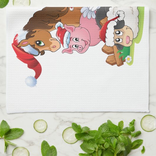 Boerderij Kerstmis Theedoek (Gevouwen)