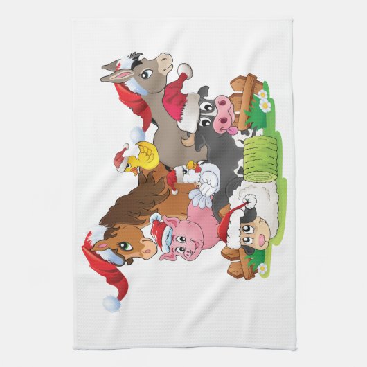 Boerderij Kerstmis Theedoek (Verticaal)