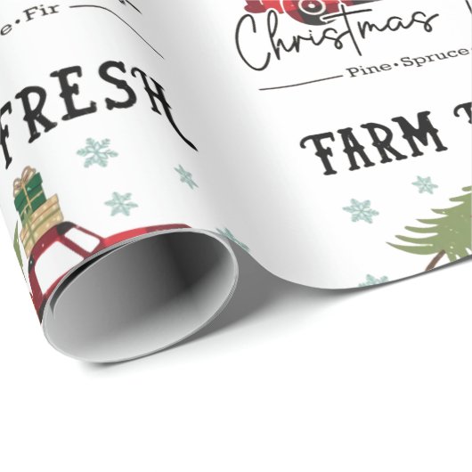 Boerderij kerstmis verse bomen cadeaupapier (Rol Hoek)
