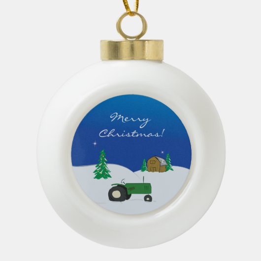 Boerderij kerstversiering keramische bal ornament (Voorkant)