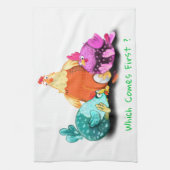 Boerderij keukenhanddoekjes kippen die op eieren w theedoek (Verticaal)