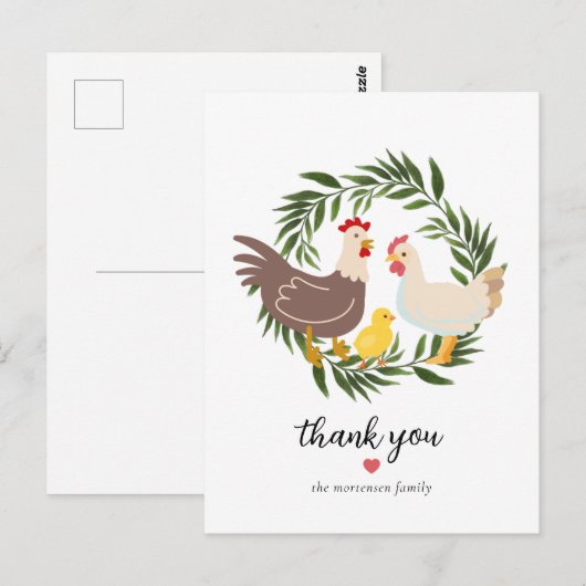 Boerderij Kip Baby Shower Briefkaart (Voorkant / Achterkant)