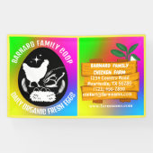 Boerderij Kip Boerderij Hout Kleurrijk Biologisch Spandoek (Horizontaal)