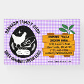 Boerderij Kip Boerderij Houten Patroon Paarse Orga Spandoek (Horizontaal)