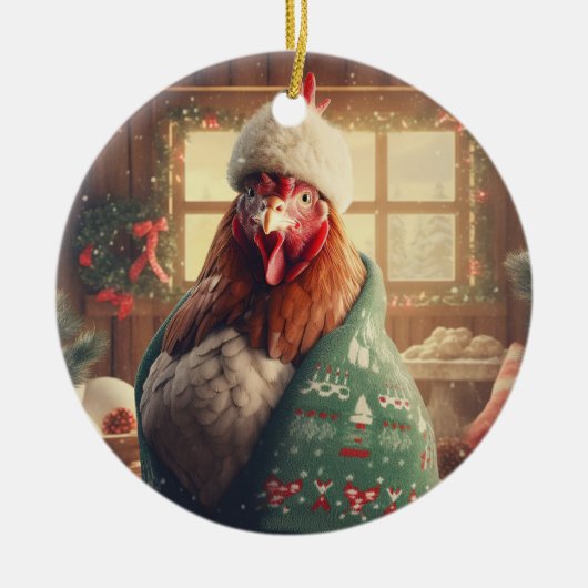 Boerderij Kip Dier, Kawaii Leuke Pet Lover Gift Keramisch Ornament (Voorkant)