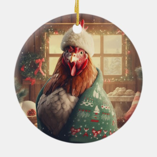 Boerderij Kip Dier, Kawaii Leuke Pet Lover Gift Keramisch Ornament (Achterkant)