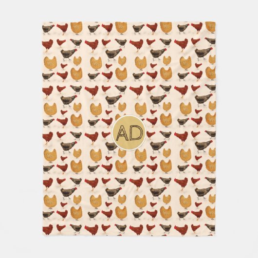 Boerderij Kip | Monogramdeken Kippen Fleece Deken (Voorkant)