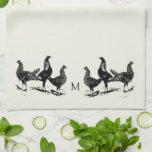 Boerderij-kip, monogramma, van het land theedoek<br><div class="desc">Keukenhanddoeken met kalkmestkippen,  zoals in Rustic-land. Je kunt je eigen monogram toevoegen om je te personaliseren.</div>