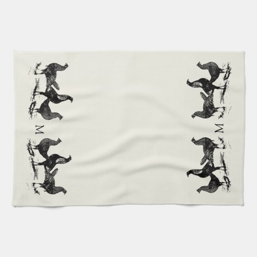 Boerderij-kip, monogramma, van het land theedoek (Horizontaal)