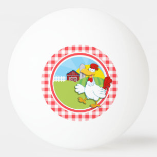 Boerderij kip; Rood en wit Gingham Pingpongbal