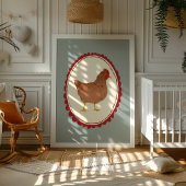 Boerderij Kip Rustieke Babykamer Print