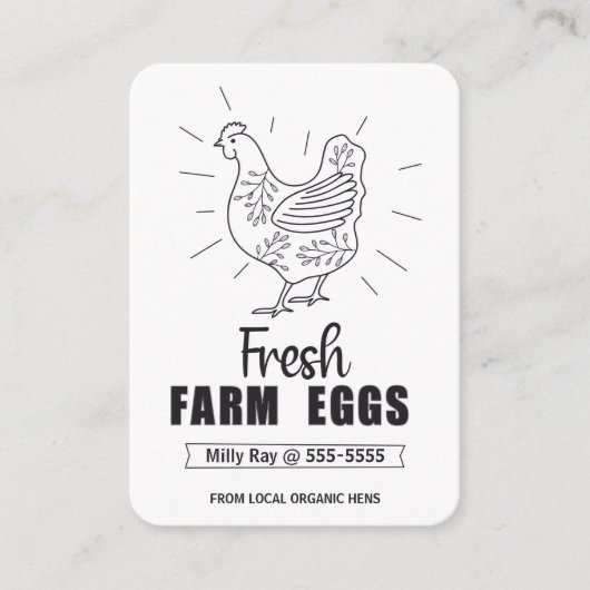 Boerderij kipeieren, vers visitekaartje (Voorkant)