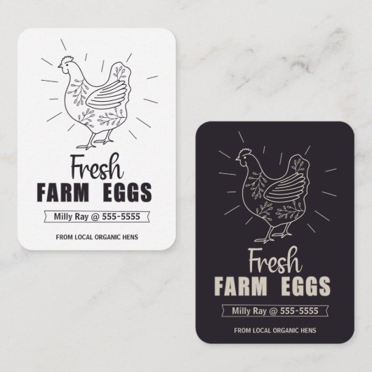 Boerderij kipeieren, vers visitekaartje (Voorkant / Achterkant)
