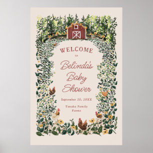Boerderij Kippen Charmerende Baby Shower Ontvangst Poster