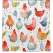 Boerderij Kippen Douchegordijn (Voorkant)