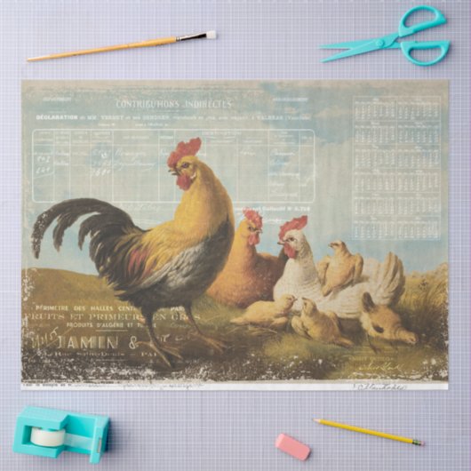 Boerderij Kippen Ephemera ontkoppeling Tissuepapier (Craft)