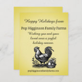 Boerderij kippen feestdagenkaart (Voorkant / Achterkant)