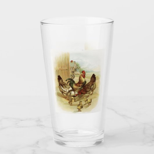  Boerderij kippen Glas (Voorkant)