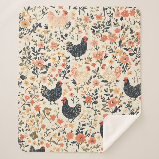 Boerderij kippen, kippen \ Flowers Cottage Sherpa Deken (Voorkant)