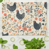 Boerderij kippen, kippen \ Flowers Cottage Theedoek (Gevouwen)